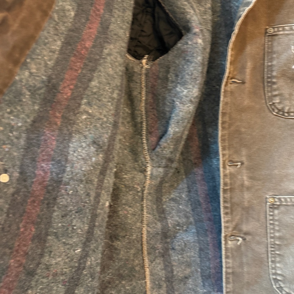 Vintage Carhartt‎ Blanket-Lined Chore Coat “Mocha” Men's Large Weathered - Picture 2 of 6